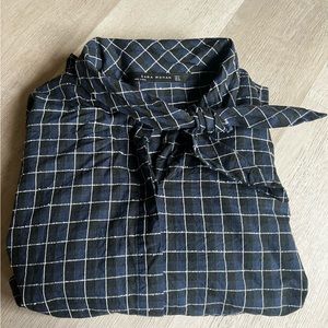 Zara Oversized Button Down Top with Tie Collar